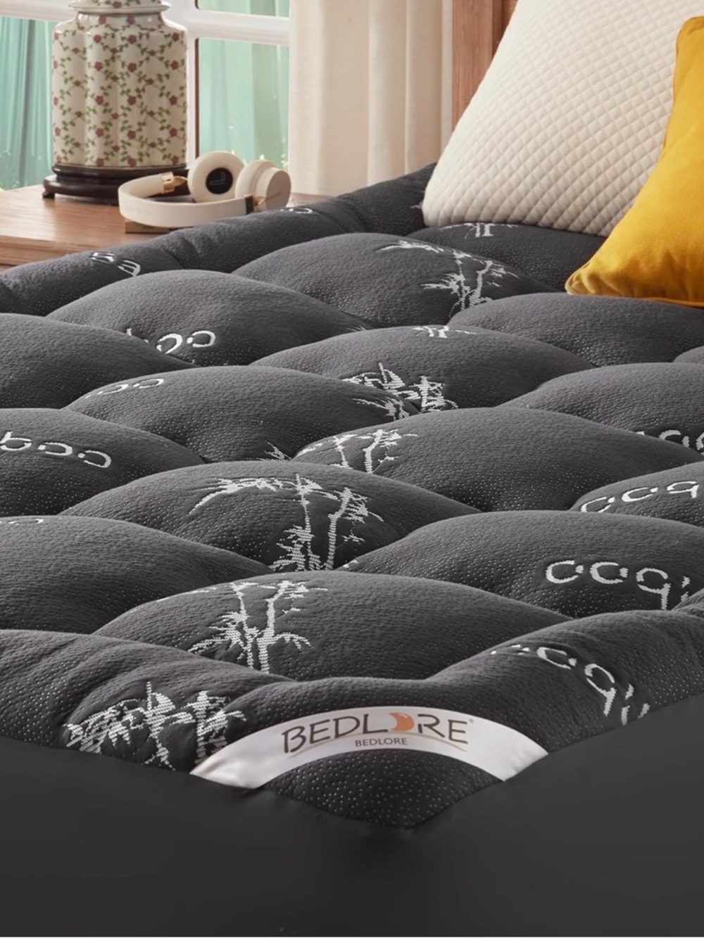 Quilted Gray Mattress Topper - Plush Support